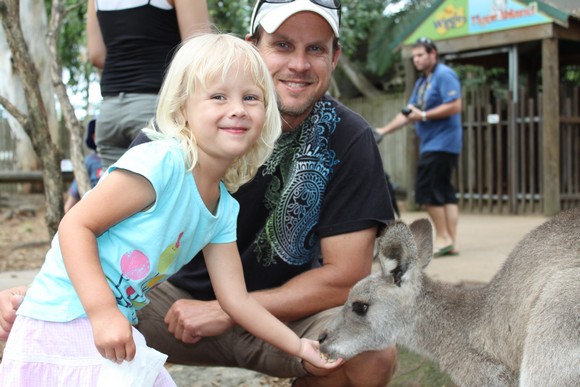 Feeding kangaroos Dreamworld Gold Coast