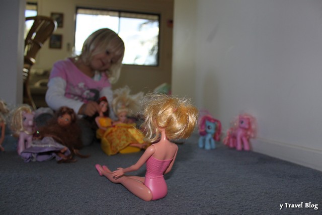 playing barbie dolls
