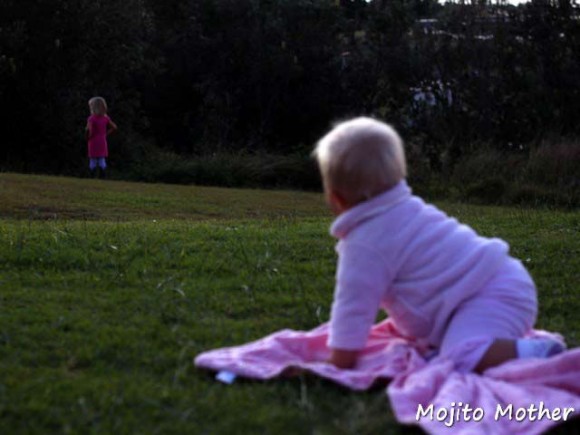 Savannah watching Kalyra at sunset