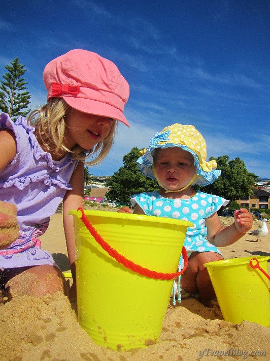 building sand castles at the beach