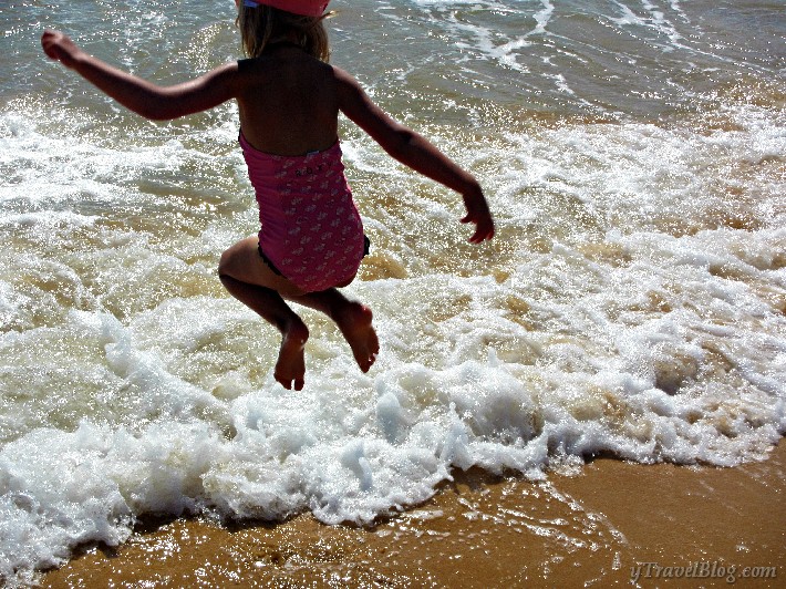 Jumping waves at the beach