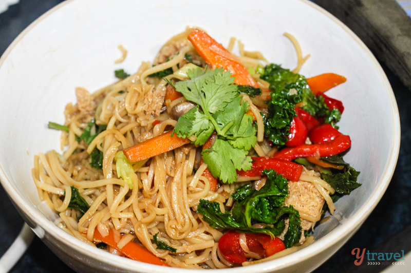 Tofu and vegetable noodle stir fry 