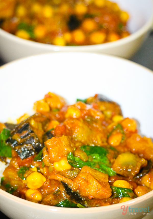 Eggplant and chick pea curry